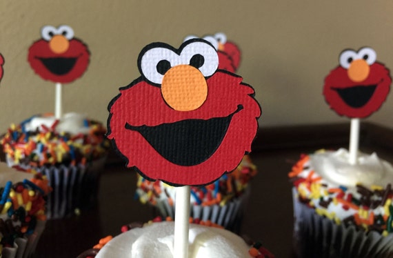 Elmo Party Cupcake Toppers Elmo Birthday Party Elmo Baby Etsy