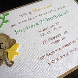 Monkey Party Invitations, Jungle Birthday Party, Safari Baby Shower Invites, Set of 12 image 4