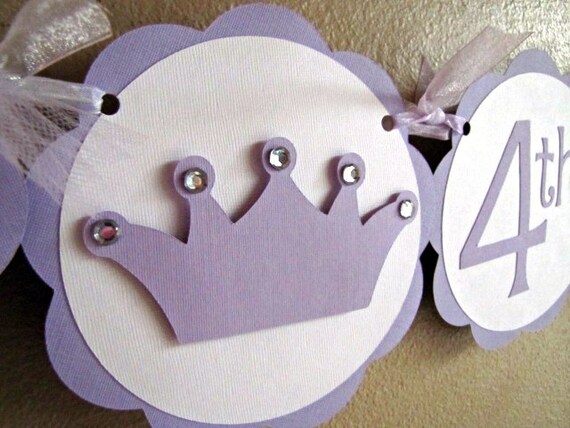 princess party happy birthday banner princess crown party banner
