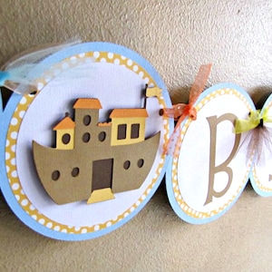 Noah&#39;s Ark Birthday Party Banner, Noahs Ark Baby Shower Decoration, God Bless Baptism Sign