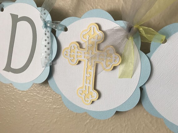 Baptism Banner, First Communion Decoration, Christening Banner Il_570xn