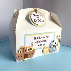 Noah's Ark Favor Boxes, Noahs Ark Birthday Party Goodie Box, Baby Shower Thank You, Baptism Treat Box, Set of 10