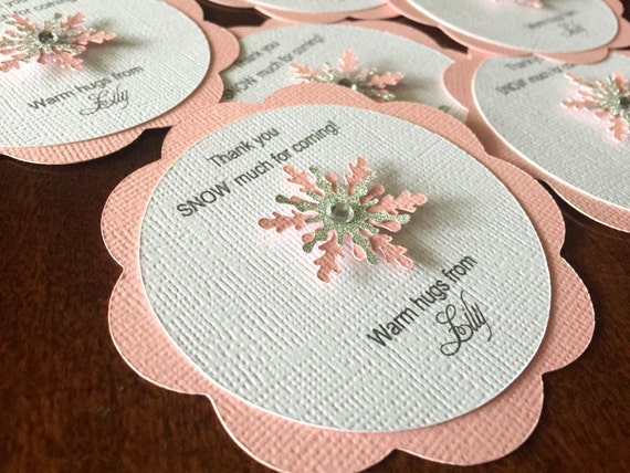 Snowflake Party Favor Tags, Personalized Winter Onderland Birthday Gift Tags, Winter Wonderland Treat Labels Il_570xn