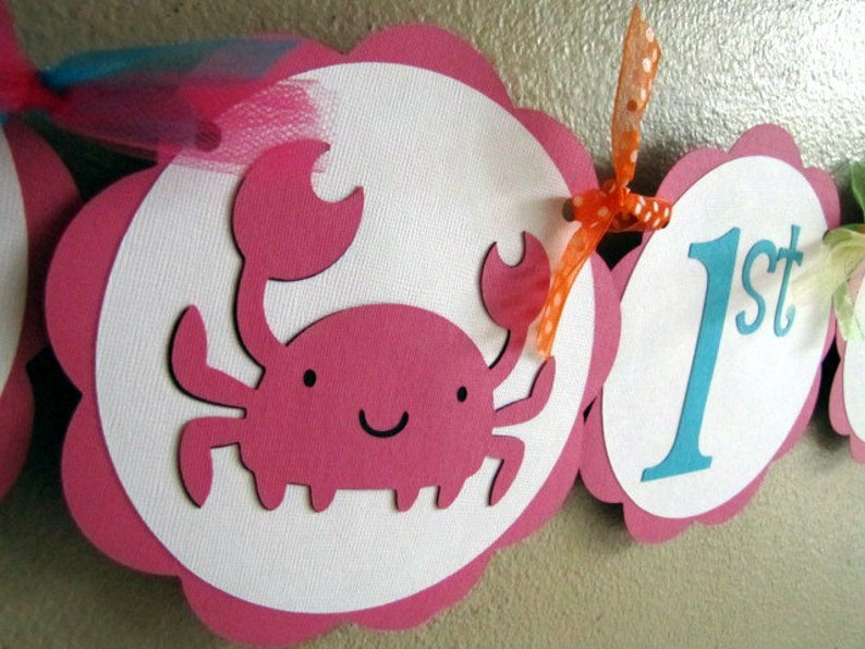 Under The Sea High Chair Banner, Sea Animal Birthday Party, Pool Party Decoration image 8