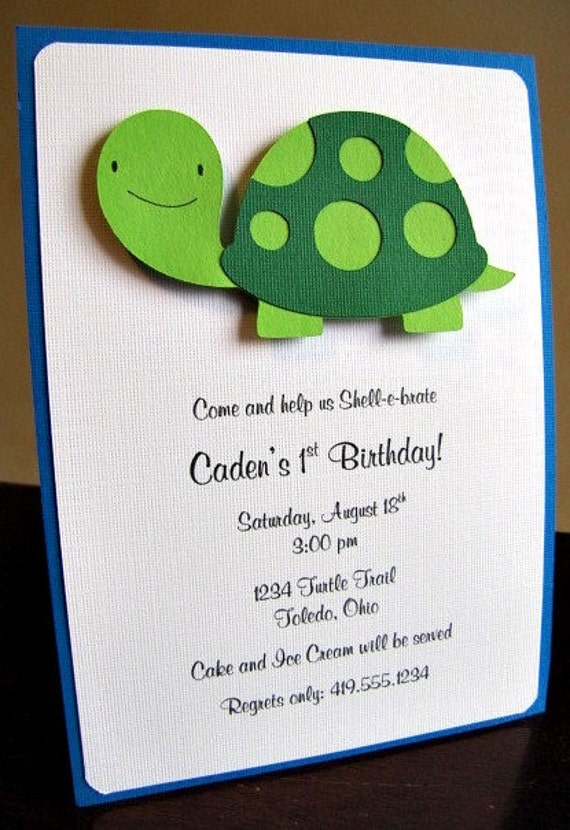 Turtle Party Invitations, Tommy, Turtle Baby Shower, Baby Shower Invitation, Turtle Birthday Party, Turtle Invitation, Turtle, Set of 12 Il_570xn