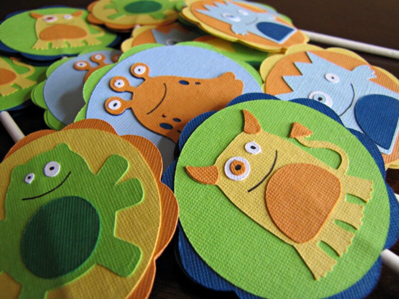 Monster Cupcake Toppers Little Monster Birthday Party Etsy