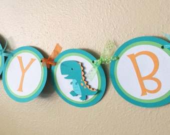 Dinosaur Birthday Banner, DinoFour Party Decoration, Prehistoric Baby Shower Banner, Three Rex Party, Twoasaurus Sign