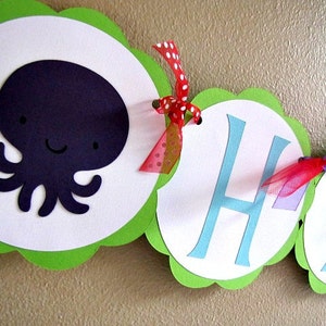 Under the Sea Birthday Party Banner, Sea Animal Baby Shower Decoration, Ocean Animal 1st Birthday image 2