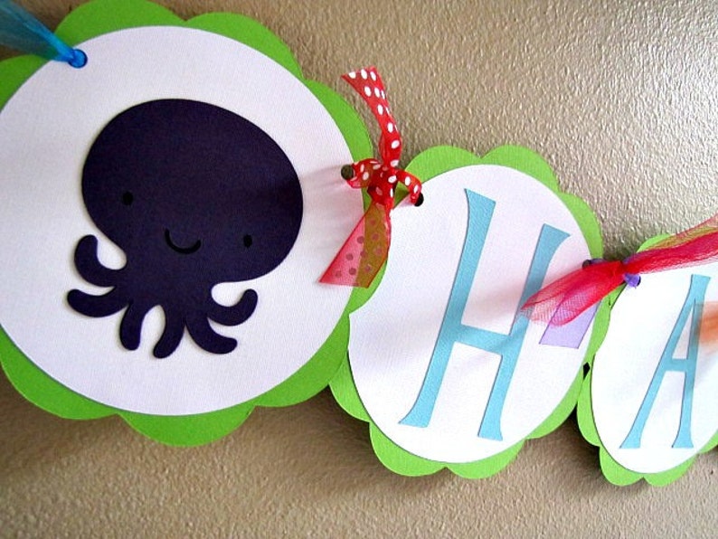 Under the Sea Birthday Party Banner, Sea Animal Baby Shower Decoration, Ocean Animal 1st Birthday image 2