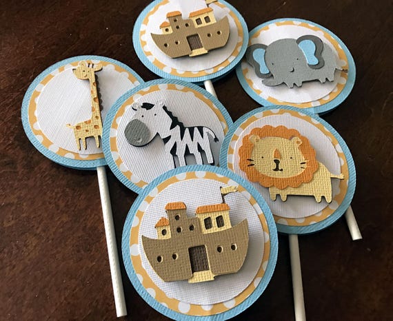 Noahs Ark Party Cupcake Toppers, Set of 12 Il_570xn