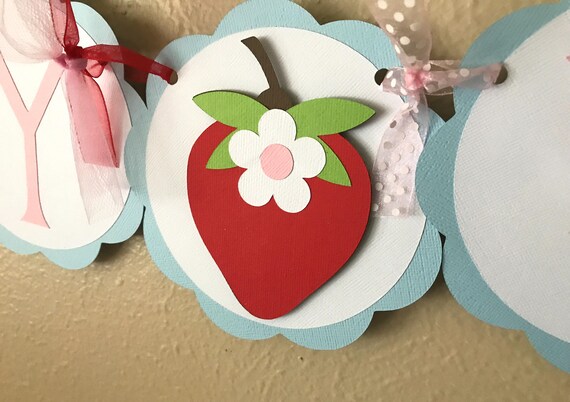 Strawberry Party Banner, Strawberry Shortcake Birthday Decoration, Berry Sweet Party Sign Il_570xn