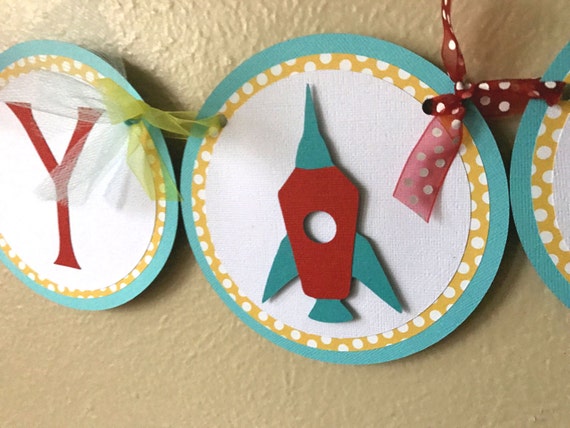 Rocket Party Banner, Outer Space Birthday Banner Il_570xn