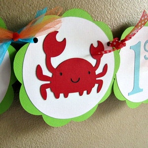 Under the Sea Birthday Party Banner, Sea Animal Baby Shower Decoration, Ocean Animal 1st Birthday image 1