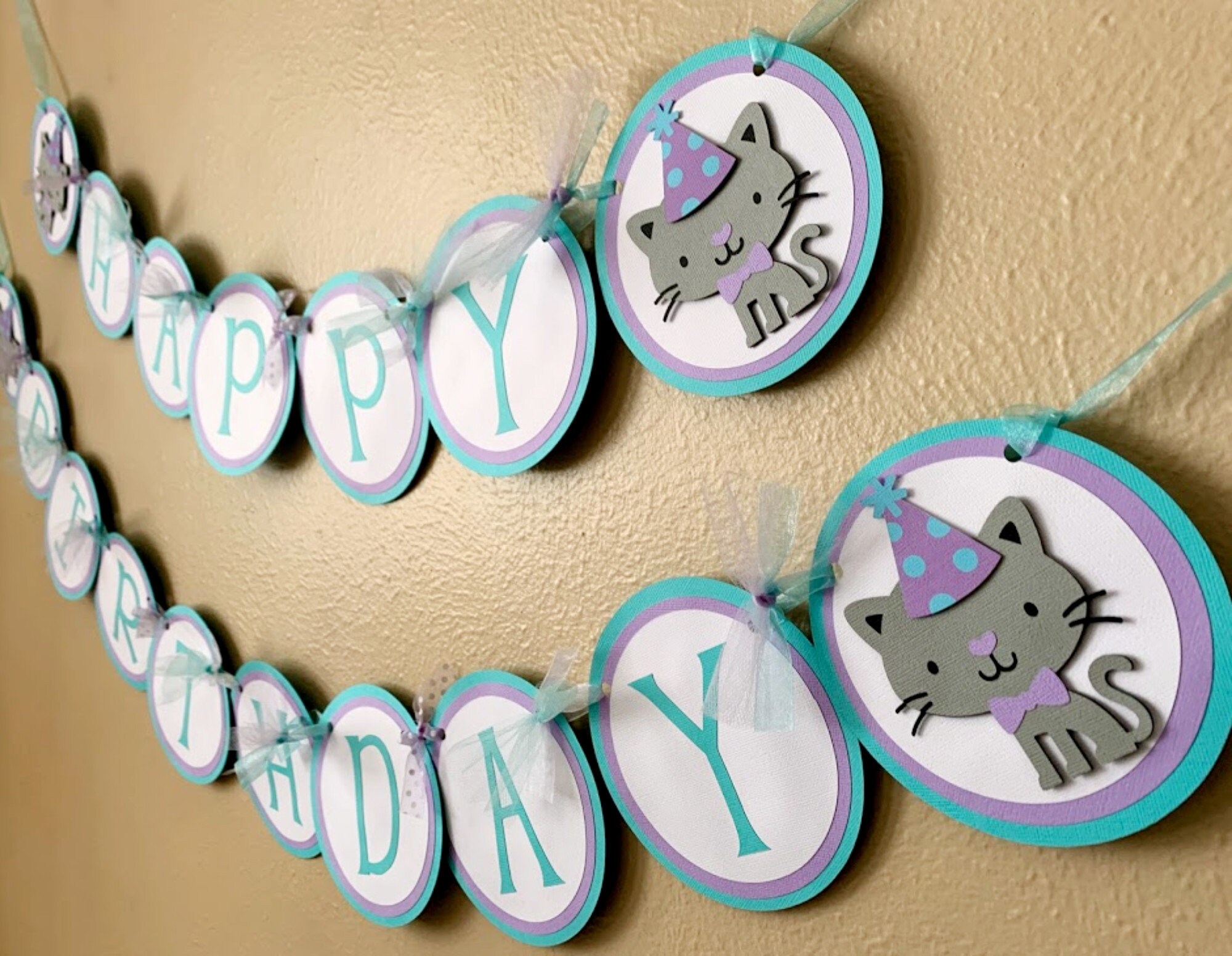 Cat Birthday Banner, Kitty Cat Party Decoration, Party Animal Kitten Sign