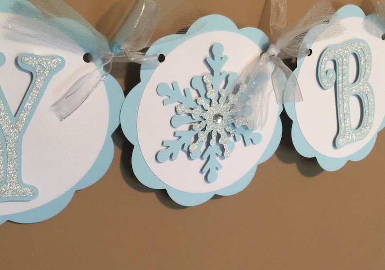 Snowflake Party Banner, Winter Onederland Birthday, Frozen Party Decoration image 1