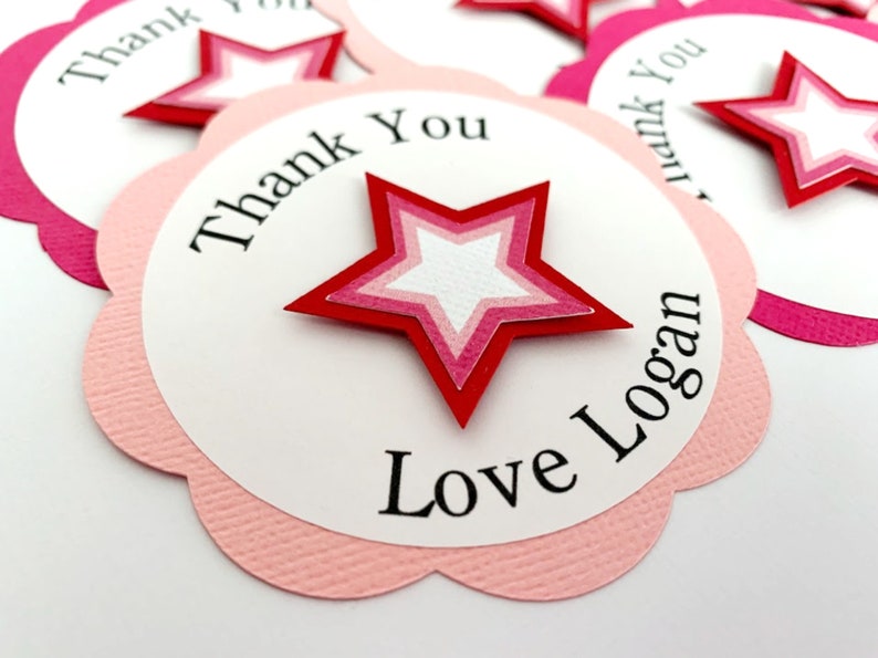 Star Party Thank You Tags, Personalized American Birthday Favor Tags, Girl Doll Party Goodie Bag Tags image 5