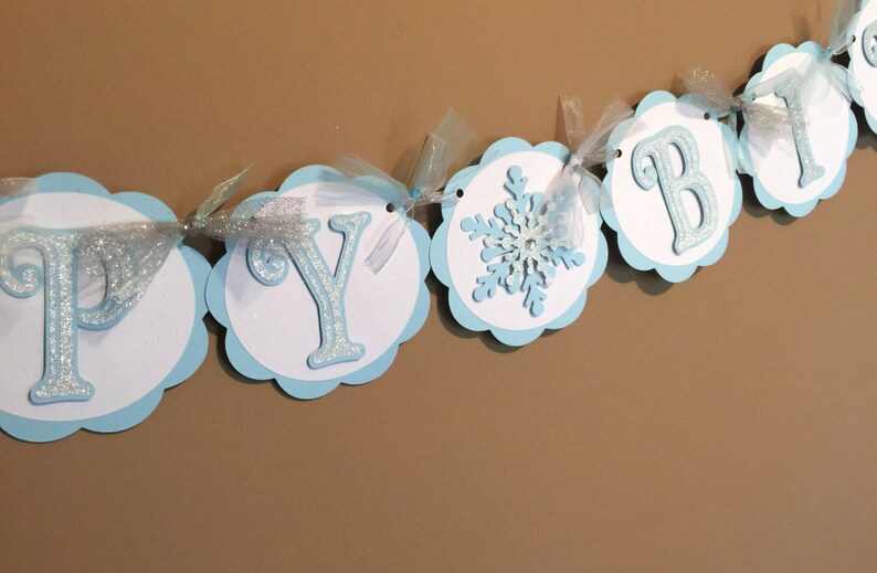 Snowflake Party Banner, Winter Onederland Birthday, Frozen Party Decoration image 2