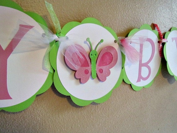 Butterfly Birthday Party Banner, Tea Party Shower Decoration Il_570xn