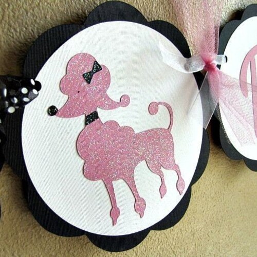 Pink Poodle Birthday Party Banner