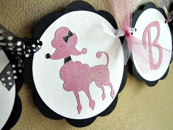Pink Poodle Party Banner, Pink Poodle Birthday Party, Pink Poodle Party, Poodle in Paris Party, Girl Poodle Banner, Poodle Birthday Il_570xn