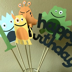 Monster Birthday Party Centerpiece, Little Monster Halloween 1st Birthday Decoration image 4