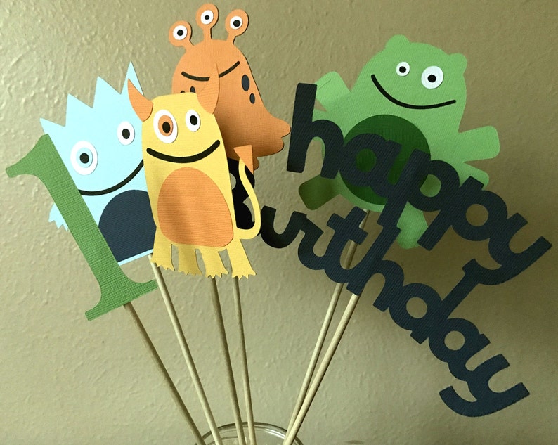 Monster Birthday Party Centerpiece, Little Monster Halloween 1st Birthday Decoration image 4