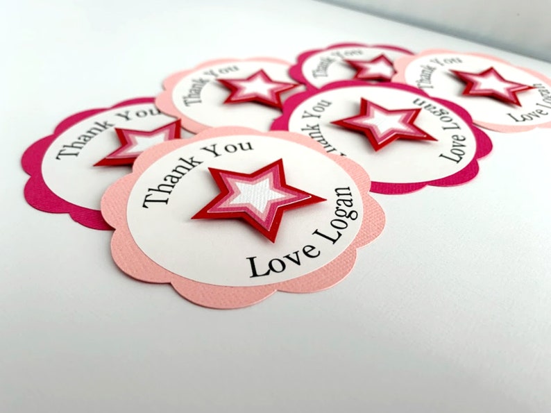 Star Party Thank You Tags, Personalized American Birthday Favor Tags, Girl Doll Party Goodie Bag Tags image 6