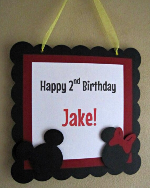 Mickey and Minnie Mouse Door Sign, Birthday Party Welcome Sign Il_570xn