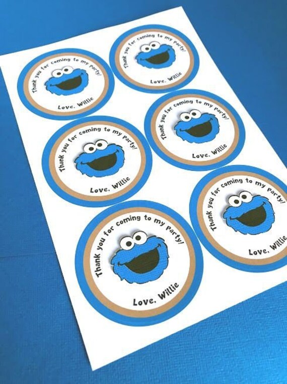 Cookie Monster Stickers, Personalized Cookie Monster Labels, Cookie Monster Thank You Stickers, Cookie Monster Birthday Party Il_570xn