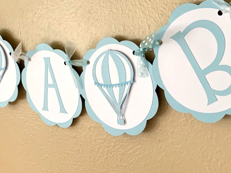 Hot Air Balloon Baby Shower Banner, Up Up and Away Birthday Party Decoration, Time Flies 1st Birthday image 1