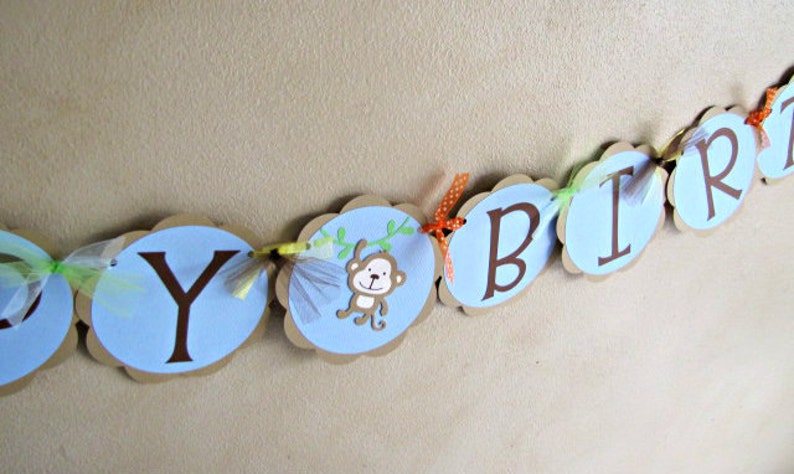 Jungle Animal Banner, Safari Birthday Party Decoration, Jungle Baby Shower Banner image 5