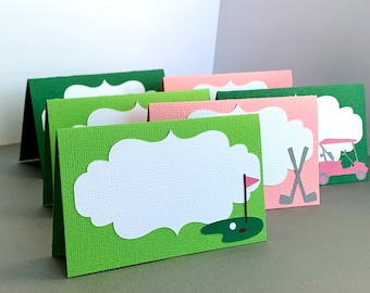 Golf Party Food Labels, Girl Golf Birthday Decoration, Pink Golf Food Tent Cards, Baby Shower, Retirement, Set of 10