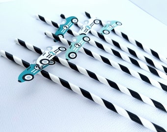 Two Fast Race Car Straws, Fast One Birthday Party Decoration, Vintage Racing Party Decor, Retro Race Car Straws