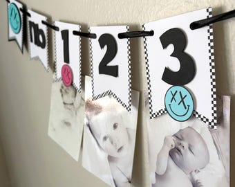 Blink and I'm One First Year Photo Banner, Punk Rock Milestone Garland