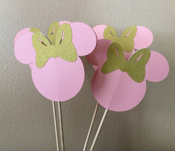 Minnie Mouse Centerpiece, Minnie Mouse Party Centerpiece, Minnie Mouse Birthday Party, Minnie Baby Shower Centerpiece Sticks, Set 6 Sticks Il_570xn