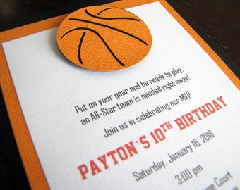 Basketbal verjaardagsfeestje uitnodigingen, jongen hoepels partij uitnodigen, sport verjaardag, basketbal nodigt, set van 12