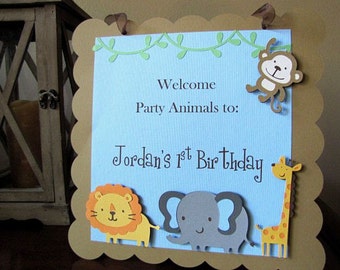 Safari Animal Door Sign, Jungle Birthday Party Welcome Sign, Safari Baby Shower Decoration