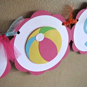 Beach Ball Party Banner, Beachball Birthday Decoration, Pool Party Banner image 1