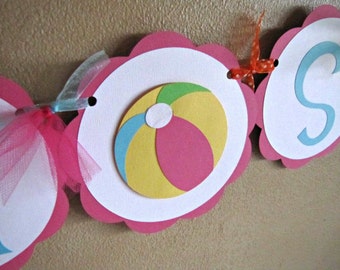 Beach Ball Party Banner, Beachball Birthday Decoration, Pool Party Banner