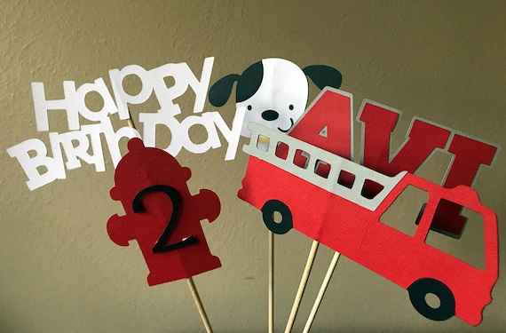 Firetruck Party Centerpiece, Fireman Birthday Party Decoration Il_570xn