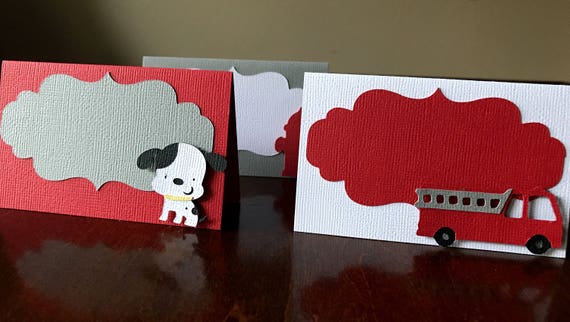 Firetruck Birthday Party Food Tent Cards, Fireman Place Cards, Boy Firetruck Party Decoration, Set of 10 Il_570xn
