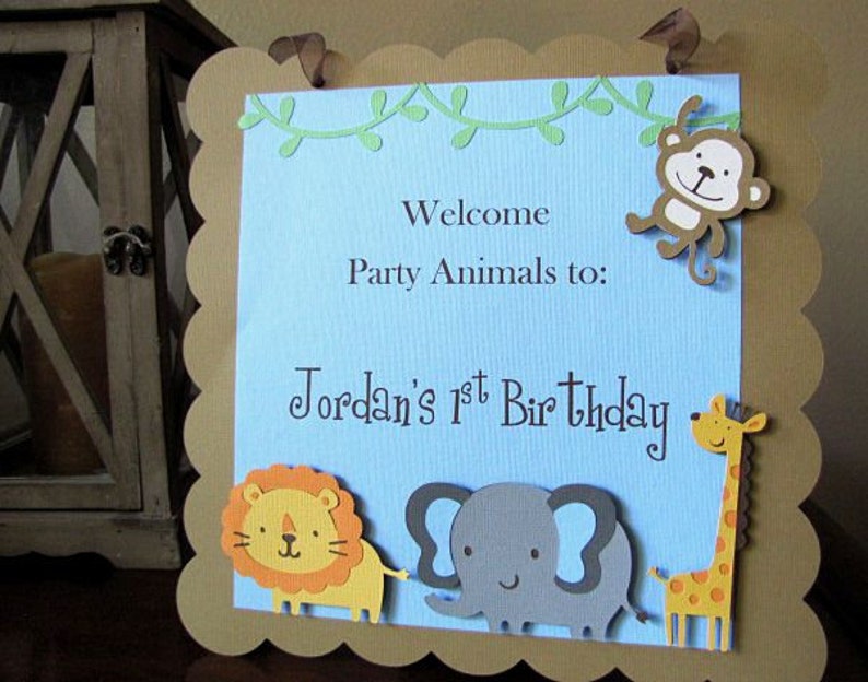 Jungle Animal Banner, Safari Birthday Party Decoration, Jungle Baby Shower Banner image 8