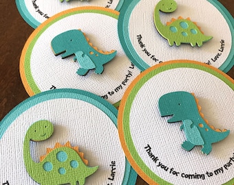 Dinosaur Birthday Party Favor Tags, Personalized Dino Baby Shower Gift Tags