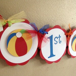 Beach Ball Party Banner, Beachball Birthday Decoration, Pool Party Banner image 6