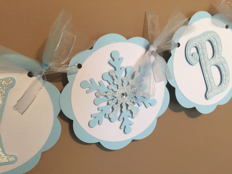 Snowflake Party Banner, Winter Onederland Birthday, Frozen Party Decoration image 3