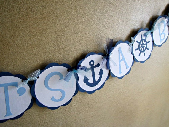 Nautical Banner, Nautical Baby Shower, Nautical Shower Banner, Anchor Banner, Nautical Birthday Party Banner, Nautical Party Decoration Il_570xn