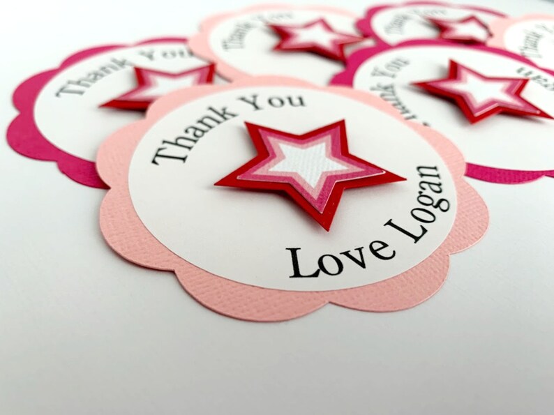 Star Party Thank You Tags, Personalized American Birthday Favor Tags, Girl Doll Party Goodie Bag Tags image 4