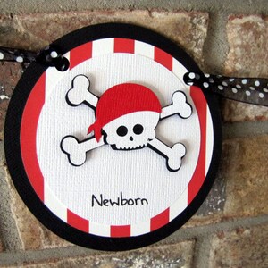 Banner de fotos de primer año de fiesta pirata, decoración de fiesta de cumpleaños pirata de 12 meses, banner de imagen de línea de tiempo