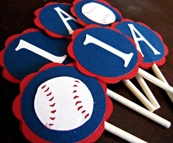 Baseball Party Cupcake Toppers, Baseball Birthday Decoration, Boy Baby Shower Cupcake Picks, Set of 12 Il_570xn