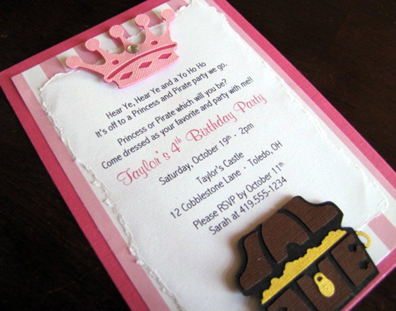 Princess and Pirate Party Invitations, Set of 12 image 2